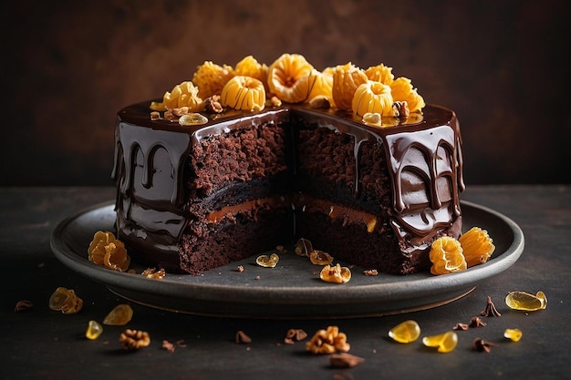 Default Chocolate cake with honeycomb pieces