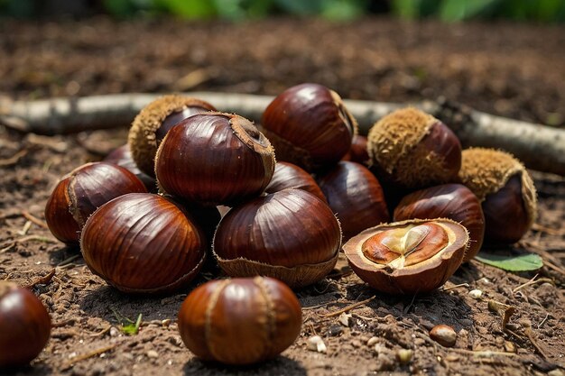 Default Closeup of chestnuts on the ground