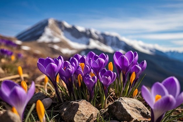 Default Crocus against a mountain backdrop