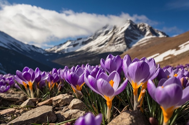 Default Crocus against a mountain backdrop