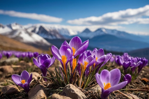 Default Crocus with a background of distant mountains