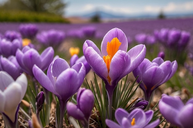 Default Crocus with a field of lavender in the background