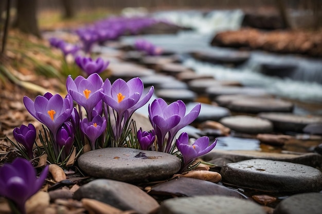 Photo default crocus with stepping stones