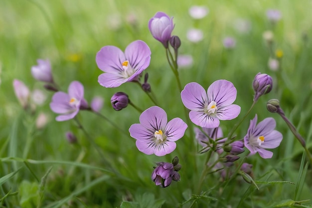 Default Cuckoo flowers in a lush green field