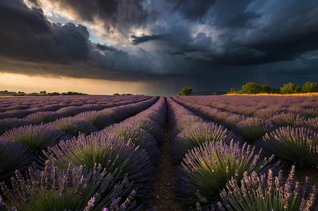 Default Dark clouds over a field of lavender