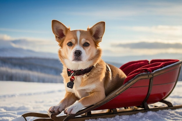 Photo default dog in a sleigh