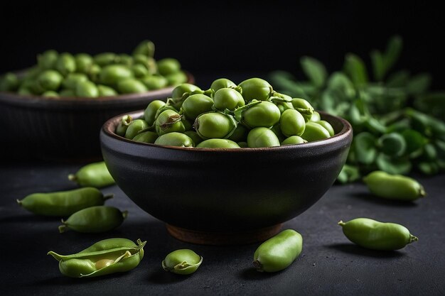 Default Fava beans on a dark background