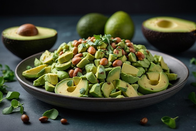 Default Fava beans with avocado slices