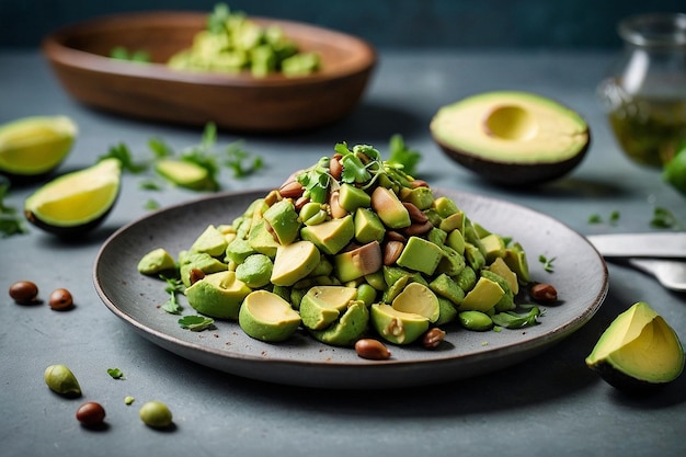 Default Fava beans with avocado slices