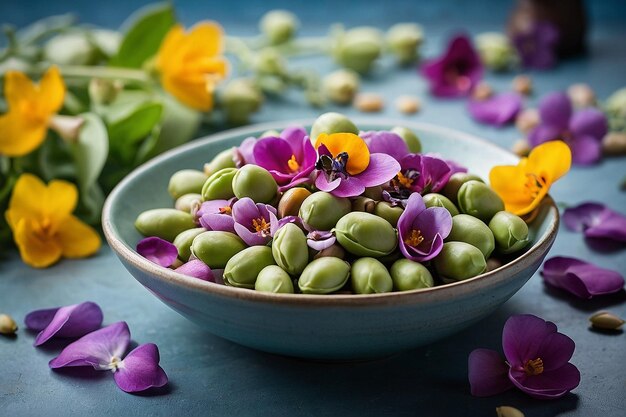 Default Fava beans with edible flowers