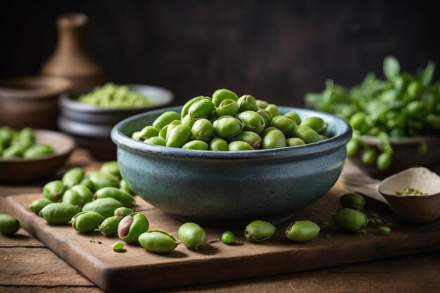 Default Fava beans with a rustic background