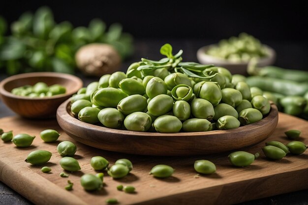 Default Fava beans on a wooden cutting board