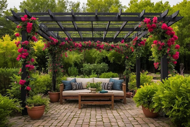 Default A garden pergola covered in flowering vines