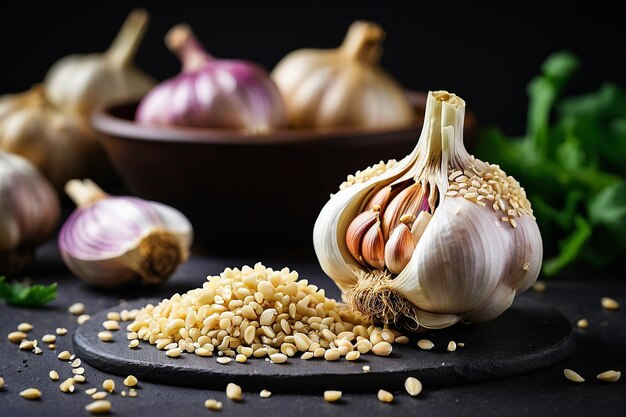 Default Garlic bulb with sesame seeds