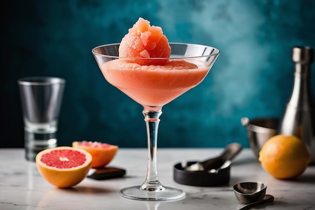 Default Grapefruit sorbet in a martini glass