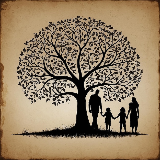 Default Hand drawn family tree silhouette