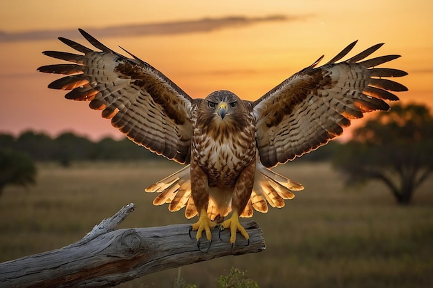 Default Hawk over a savannah