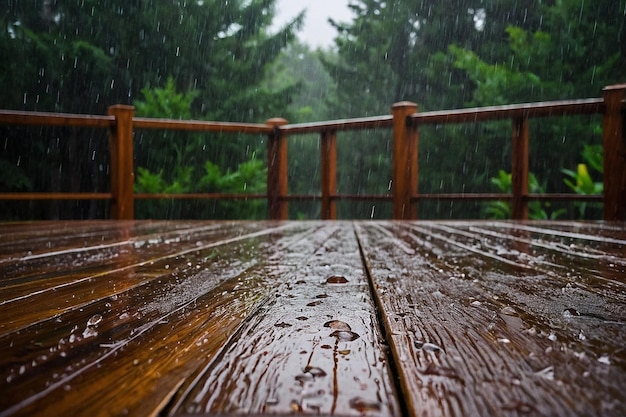 Default Heavy rain on a wooden deck