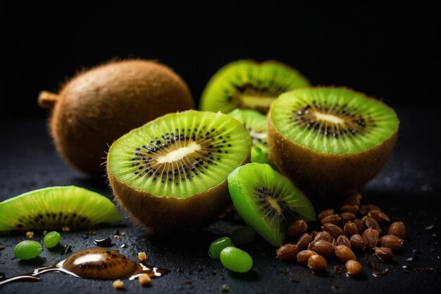 Default Kiwi slices on a black background