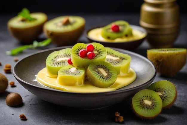 Default Kiwi slices with custard