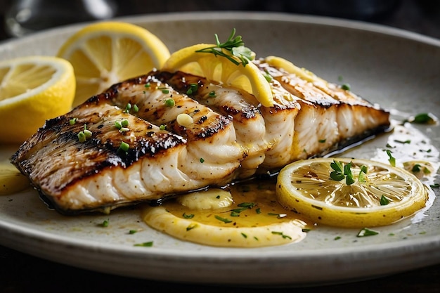 Default Lemon butter sauce drizzled over grilled fish