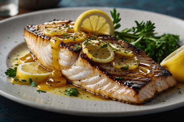 Default Lemon butter sauce drizzled over grilled fish