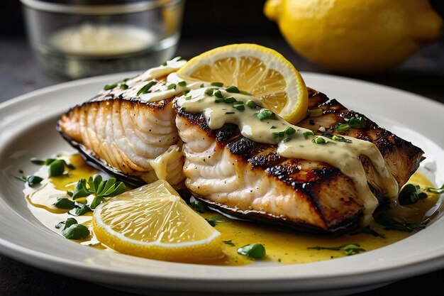 Default Lemon butter sauce drizzled over grilled fish