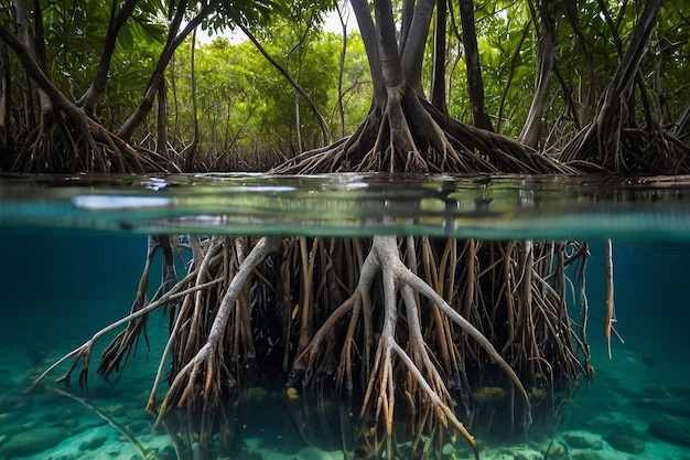 Default Mangrove roots in water