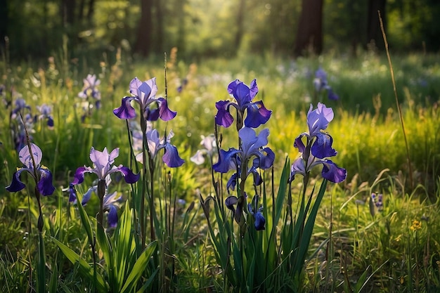 Default A meadow with blooming wild irises