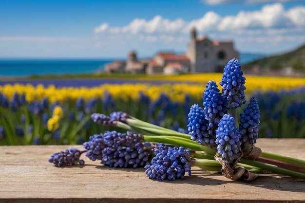 Photo default muscari with a picturesque background