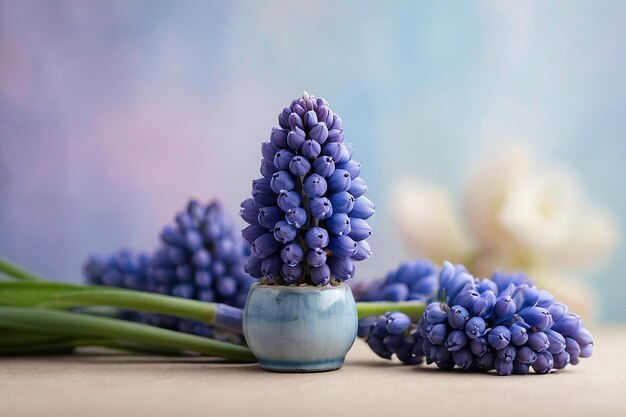 Photo default muscari with a soft pastel background