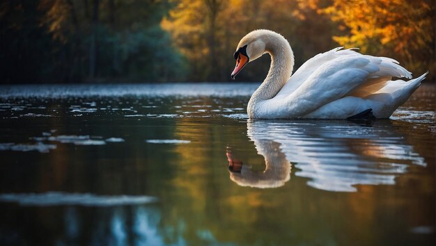 Default Photo swan lake digital art colorful and beautiful