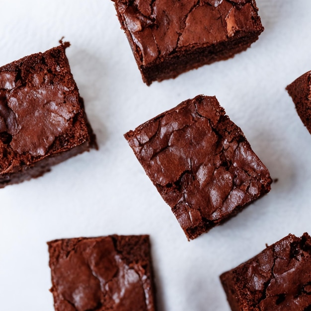 Photo default pieces of fresh brownie on a white background deliciou