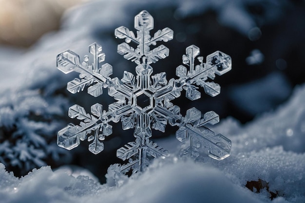 Default Snowcovered snowflake closeup