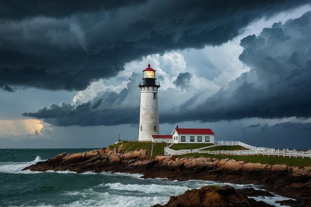 Default Storm clouds over a coastal lighthouse