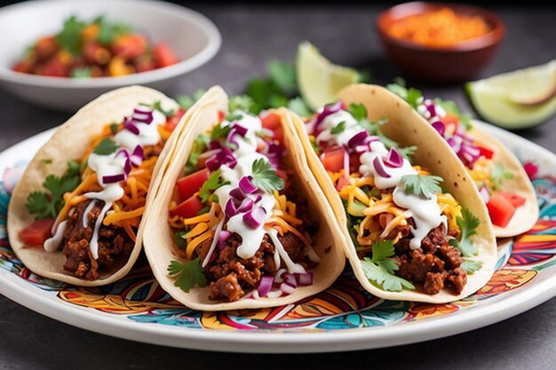 Default_Tacos_arranged_in_a_colorful_pattern_on_a_white_plate_7 7jpg