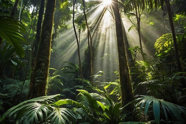 Default Tropical forest with sun rays