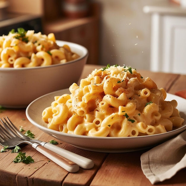 Default A warm goldenbrown macaroni and cheese dish