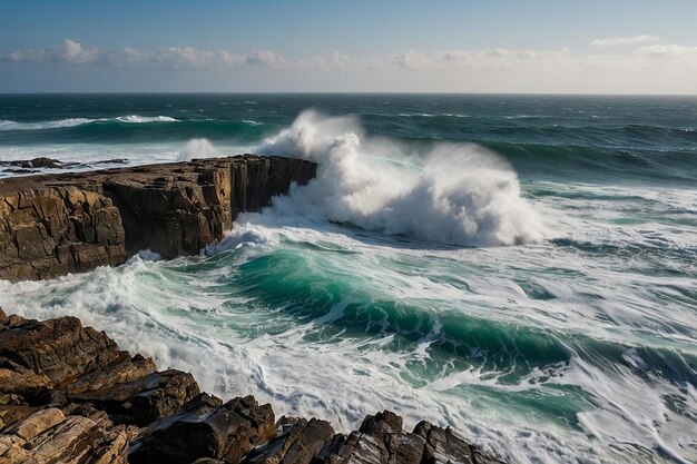 Default Waves crashing against rocky cliffs