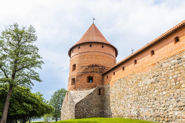 Defense wall and tower of Trakai Castle, Lithuania