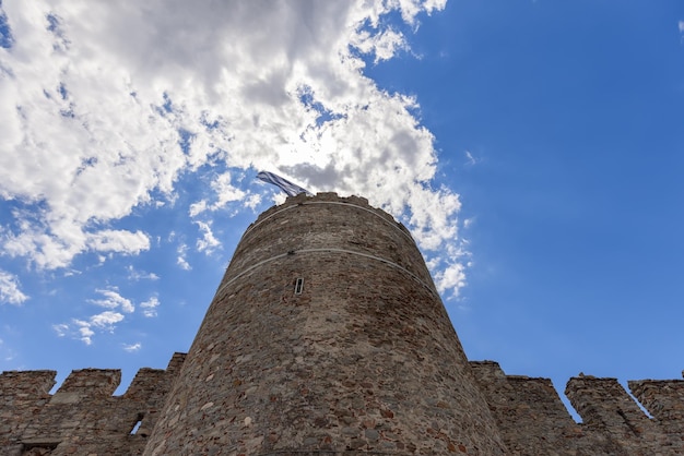 Defensive wall of Kavala Byzantine Castle girdled hill of 13 hectares Enclosure