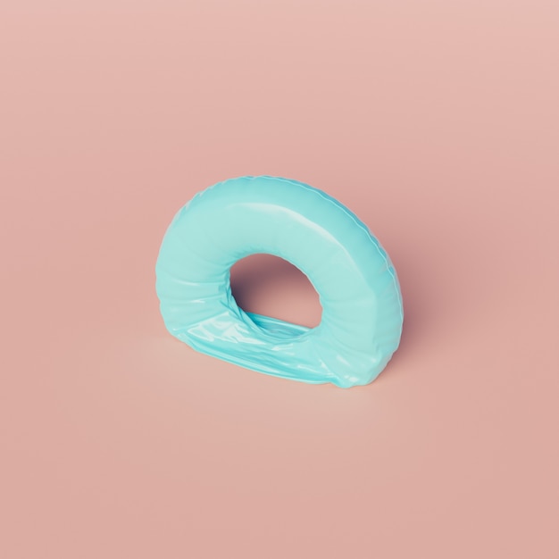 Deflated pool float ring on pastel background. minimal scene. end of summer concept. 3d render