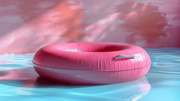 Deflated Pool Float Ring on Pastel Background