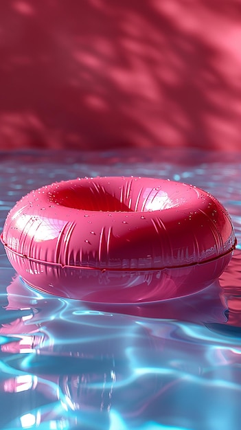 Deflated Pool Float Ring on Pastel Background