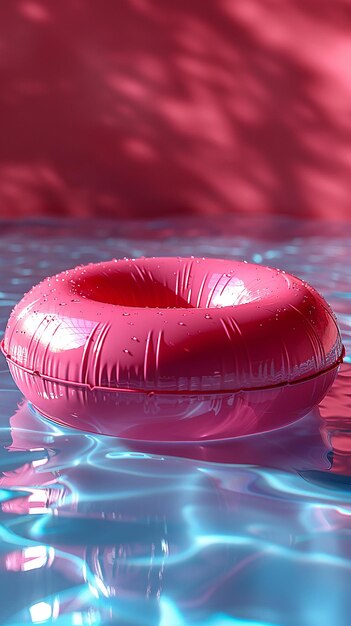 Photo deflated pool float ring on pastel background