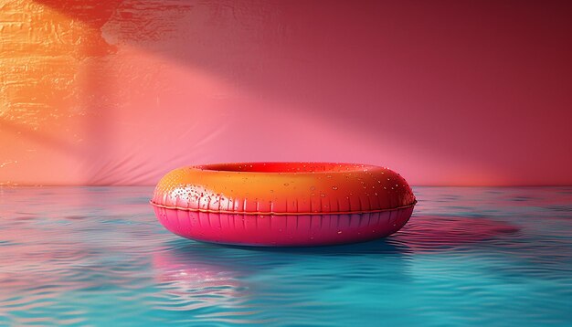 Photo deflated pool float ring on pastel background