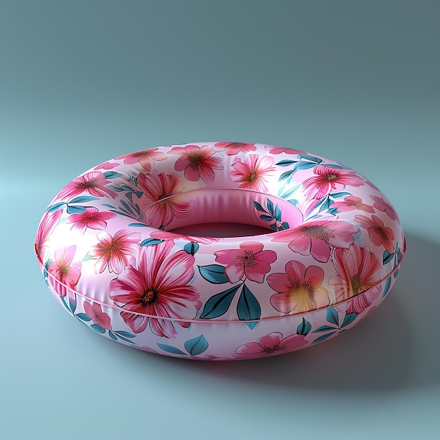 Photo deflated pool float ring on pastel background