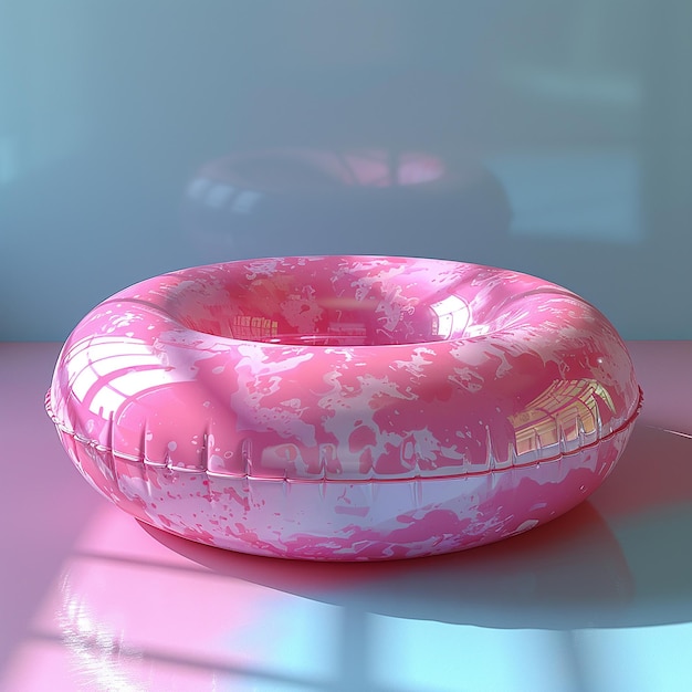 Photo deflated pool float ring on pastel background