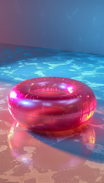 Photo deflated pool float ring on pastel background