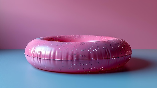 Deflated Pool Float Ring on Pastel Background